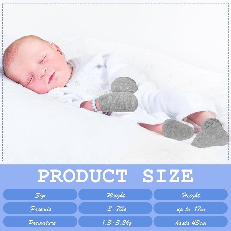Breathffy 6 Pack Preemie Mittens and Socks Set Newborn Baby Mittens and Socks Set No Scratch Preemie Gloves Cotton for Boys Girls - Image 2